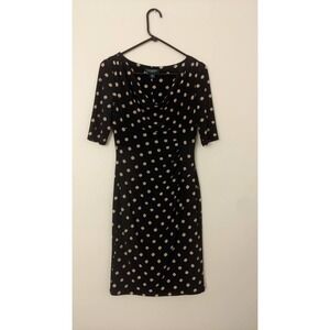 Lauren Ralph Lauren Polka Dot Dress, Size 4, Black and Beige